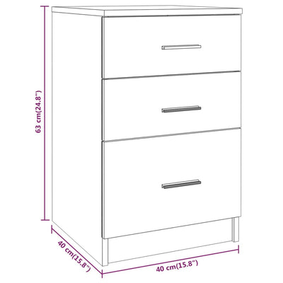 Bed Cabinet High Gloss White 40x40x63 cm Engineered Wood Payday Deals