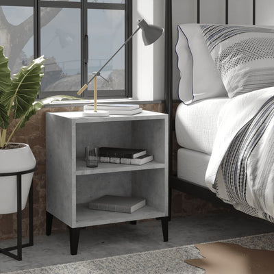 Bed Cabinet with Metal Legs Concrete Grey 40x30x50 cm