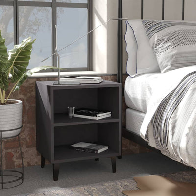 Bed Cabinet with Metal Legs Grey 40x30x50 cm Payday Deals