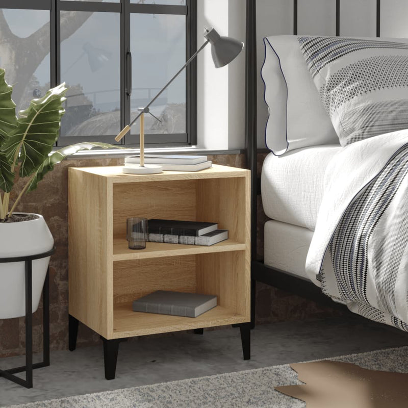 Bed Cabinet with Metal Legs Sonoma Oak 40x30x50 cm Payday Deals