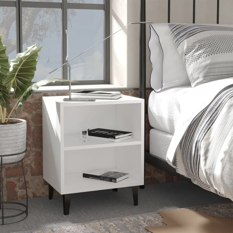 Bed Cabinet with Metal Legs White 40x30x50 cm Payday Deals