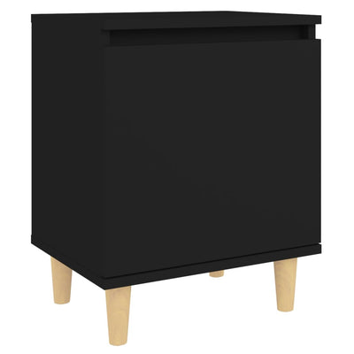 Bed Cabinet with Solid Wood Legs Black 40x30x50 cm Payday Deals