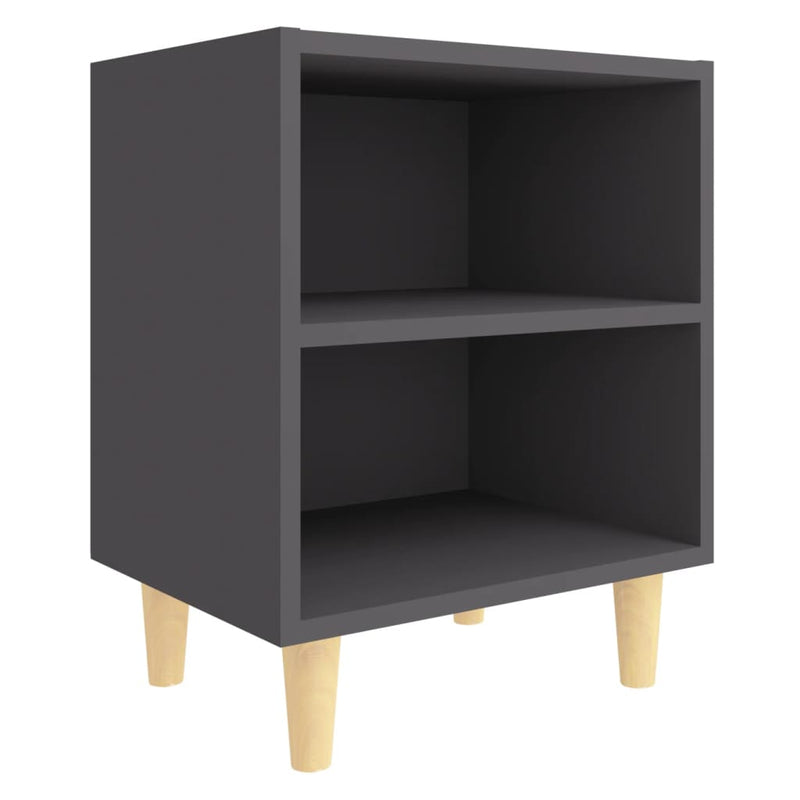 Bed Cabinet with Solid Wood Legs Grey 40x30x50 cm Payday Deals