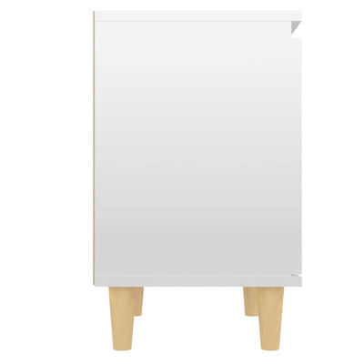 Bed Cabinet  with Solid Wood Legs High Gloss White 40x30x50cm Payday Deals
