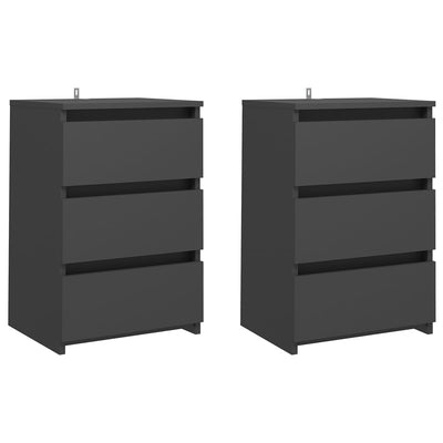 Bed Cabinets 2 pcs Grey 40x35x62.5 cm Chipboard