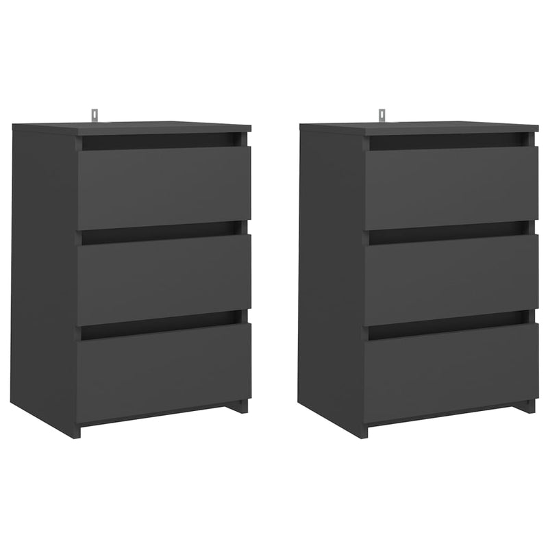 Bed Cabinets 2 pcs Grey 40x35x62.5 cm Chipboard Payday Deals
