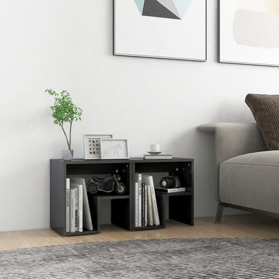 Bed Cabinets 2 pcs High Gloss Grey 40x30x40 cm Engineered Wood Payday Deals