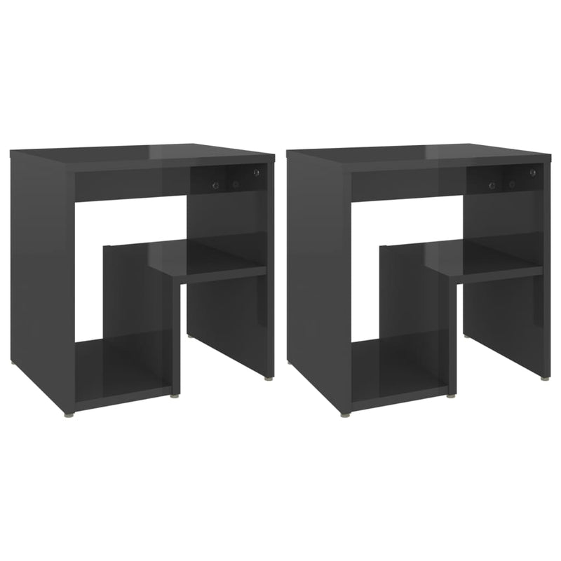 Bed Cabinets 2 pcs High Gloss Grey 40x30x40 cm Engineered Wood Payday Deals