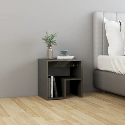 Bed Cabinets 2 pcs High Gloss Grey 40x30x40 cm Engineered Wood Payday Deals