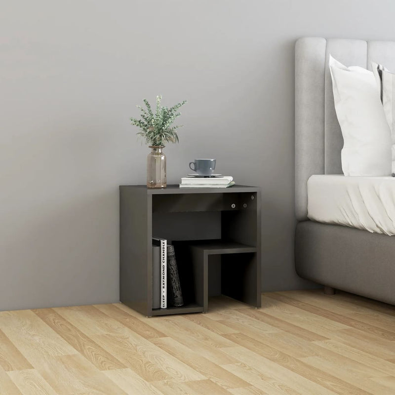 Bed Cabinets 2 pcs High Gloss Grey 40x30x40 cm Engineered Wood Payday Deals