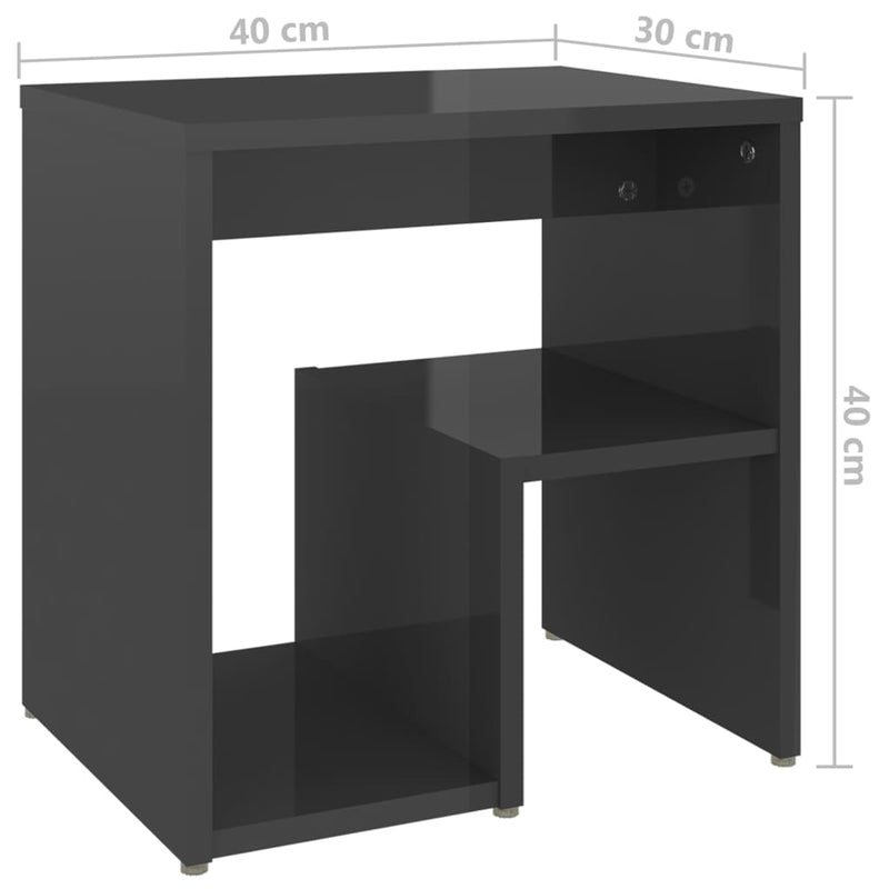 Bed Cabinets 2 pcs High Gloss Grey 40x30x40 cm Engineered Wood Payday Deals