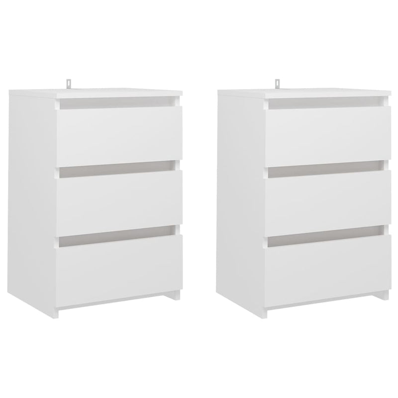 Bed Cabinets 2 pcs White 40x35x62.5 cm Chipboard Payday Deals