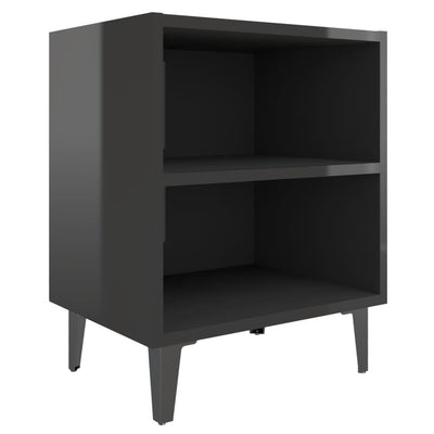 Bed Cabinets with Metal Legs 2 pcs High Gloss Black 40x30x50 cm Payday Deals