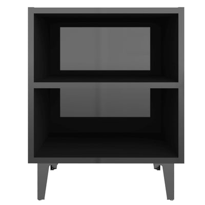 Bed Cabinets with Metal Legs 2 pcs High Gloss Black 40x30x50 cm Payday Deals