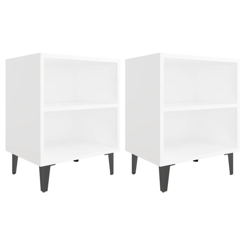 Bed Cabinets with Metal Legs 2 pcs White 40x30x50 cm Payday Deals