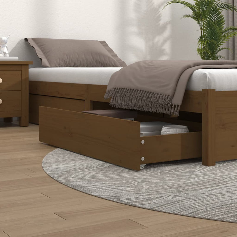 Bed Drawers 4 pcs Honey Brown Solid Wood Pine Payday Deals