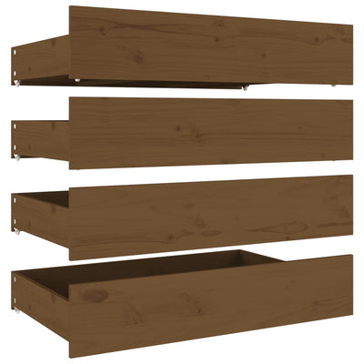 Bed Drawers 4 pcs Honey Brown Solid Wood Pine Payday Deals