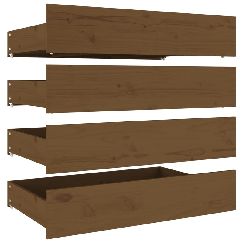 Bed Drawers 4 pcs Honey Brown Solid Wood Pine Payday Deals