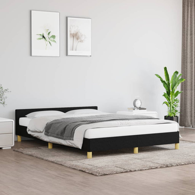 Bed Frame Black 107x203 cm King Single Size Fabric Payday Deals