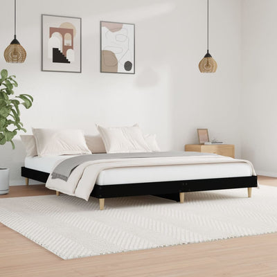 Bed Frame Black 153x203 cm Queen Size Engineered Wood