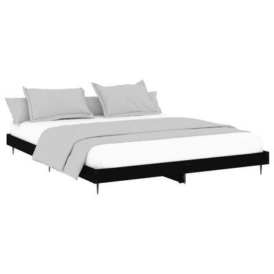 Bed Frame Black 153x203 cm Queen Size Engineered Wood Payday Deals