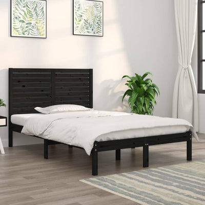 Bed Frame Black Solid Wood 137x187 cm Double Size