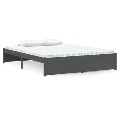 Bed Frame Grey Solid Wood 137x187 Double Size Payday Deals