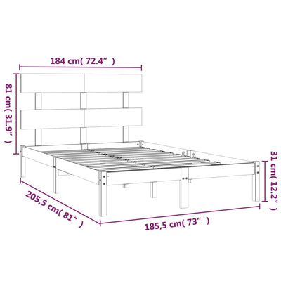 Bed Frame Solid Wood 183x203 cm King Size Payday Deals