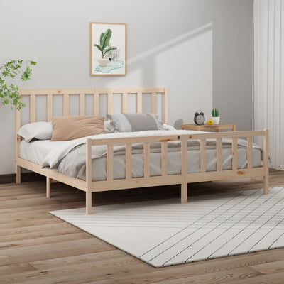 Bed Frame Solid Wood Pine 183x203 cm King Size
