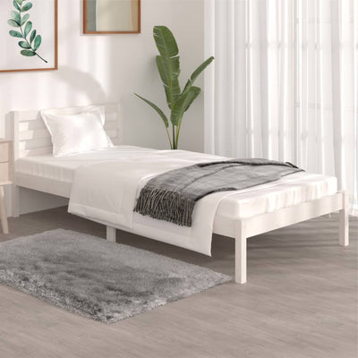 Bed Frame Solid Wood Pine 92x187 cm Single Bed Size White Payday Deals