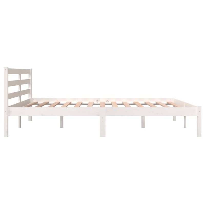 Bed Frame Solid Wood Pine White 153x203 cm Queen Size Payday Deals
