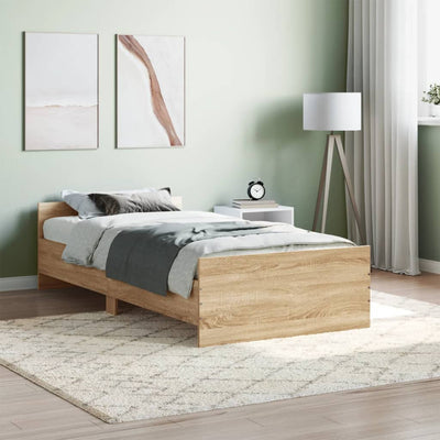 Bed Frame Sonoma Oak 92x187 cm Single Size Engineered Wood