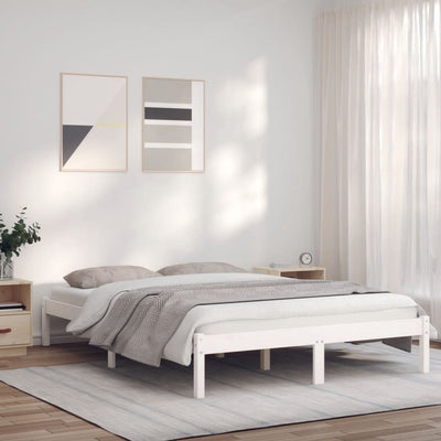 Bed Frame White 135x190 cm Solid Wood Pine