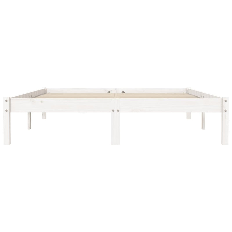 Bed Frame White 135x190 cm Solid Wood Pine Payday Deals