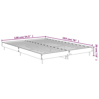 Bed Frame White 137x187 cm Double Size Engineered Wood Payday Deals