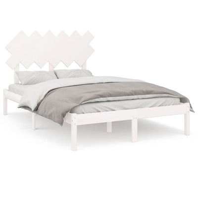 Bed Frame White 137x187 cm Double Size Solid Wood Payday Deals