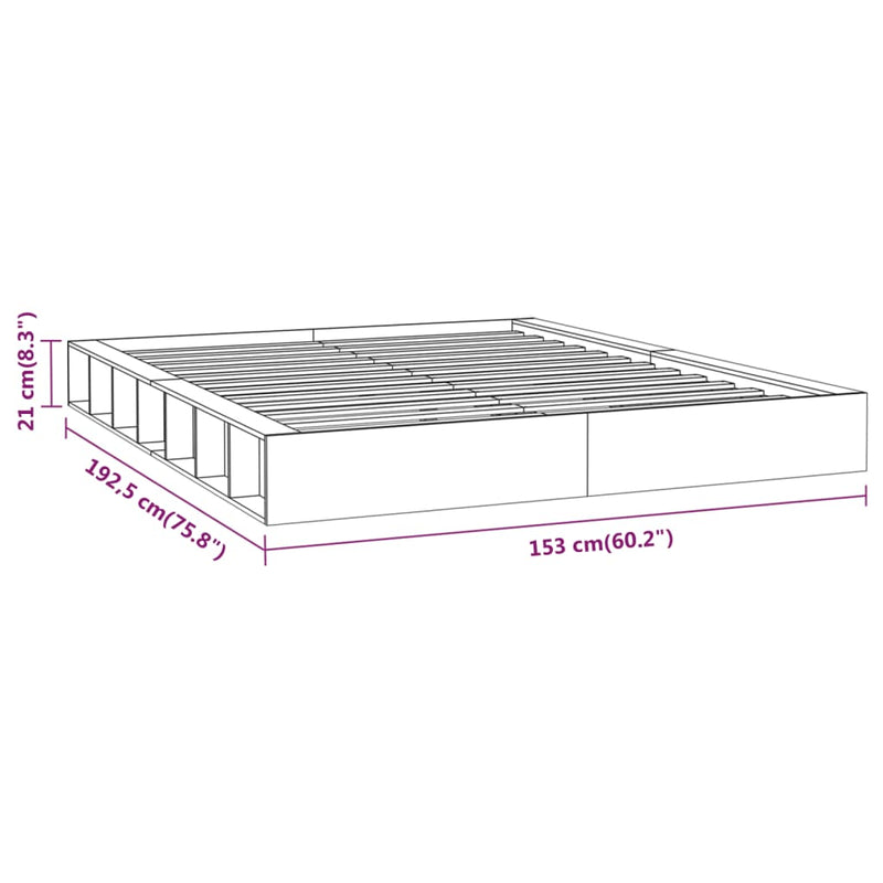 Bed Frame White 137x187 cm Double Size Solid Wood Payday Deals