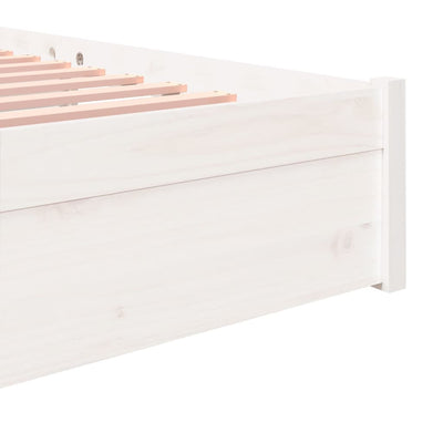 Bed Frame White 137x187 cm Double Solid Wood Pine Payday Deals