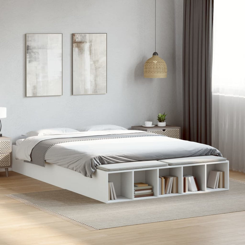 Bed Frame White 150x200 cm Engineered Wood Payday Deals