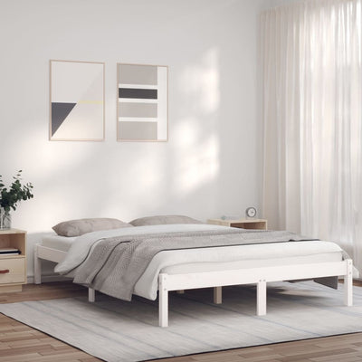 Bed Frame White 150x200 cm Solid Wood Pine