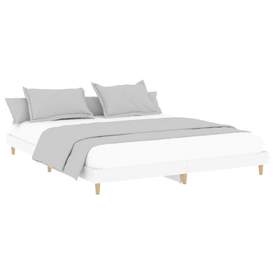 Bed Frame White 153x203 cm Queen Size Engineered Wood Payday Deals