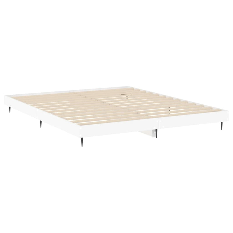 Bed Frame White 153x203 cm Queen Size Engineered Wood Payday Deals