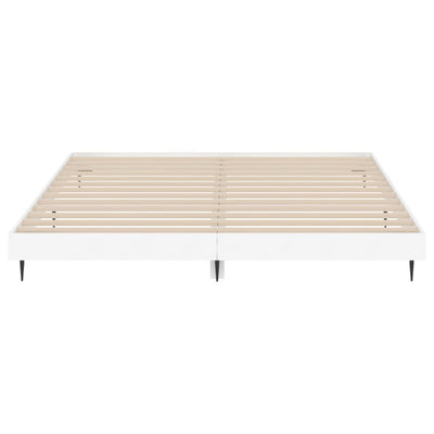 Bed Frame White 153x203 cm Queen Size Engineered Wood Payday Deals