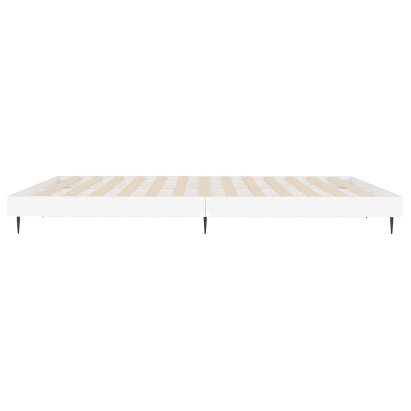 Bed Frame White 153x203 cm Queen Size Engineered Wood Payday Deals