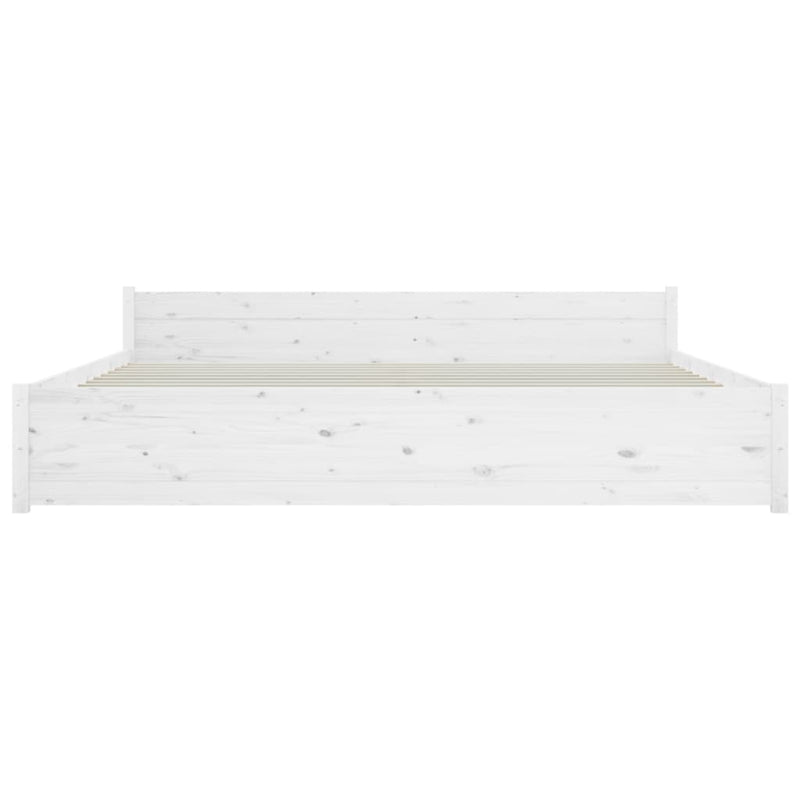 Bed Frame White 183x203 cm King Size Solid Wood Payday Deals