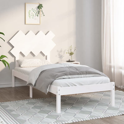 Bed Frame White 92x187 cm Single Bed Size Solid Wood