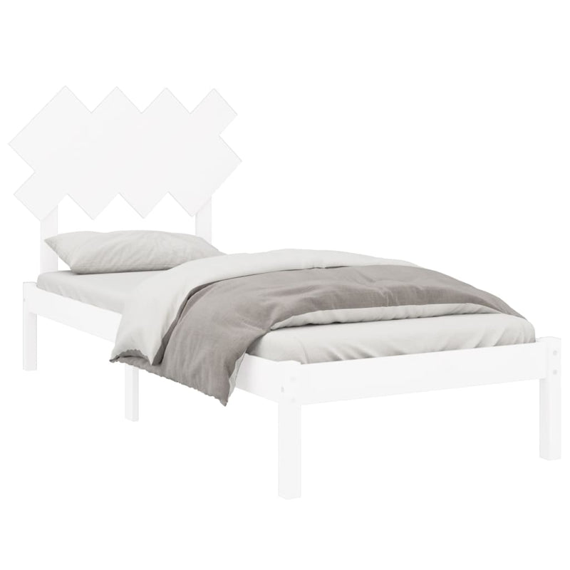 Bed Frame White 92x187 cm Single Bed Size Solid Wood Payday Deals