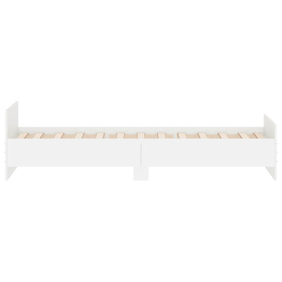 Bed Frame White 92x187 cm Single Size Engineered Wood Payday Deals