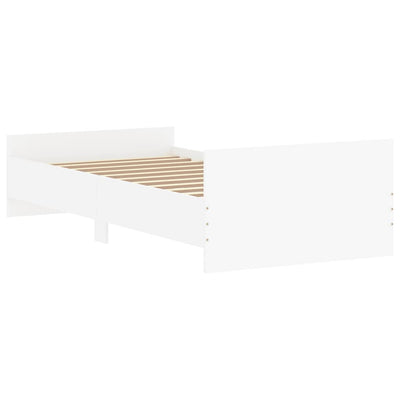 Bed Frame White 92x187 cm Single Size Engineered Wood Payday Deals