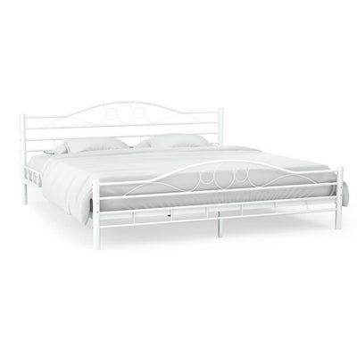 Bed Frame White Metal 137x187 cm Double Size Payday Deals